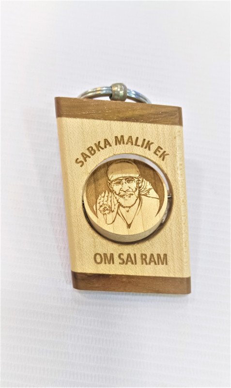 SAI BABA WOODEN  KEYCHAIN